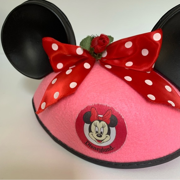 VINTAGE DISNEYLAND KIDS PINK / BLACK MINNIE MOUSE EARS EMBROIDERED HAT JESSICA - Picture 5 of 5